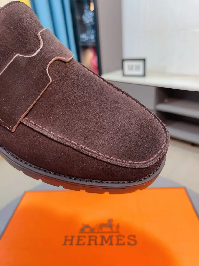 Men's shoes 💰458🌹🌹Niuli "HERMES" Hermès business leather shoes, original factory configuration, original imported frosted cowhide upper + luxury hardware logo + fully imported original customized cowhide lining, sole: rubber wear-resistant outsole, difficult craftsmanship, original factory follow-up goods, 🔍🔍high quality code number: 38-44 45 can be customized
